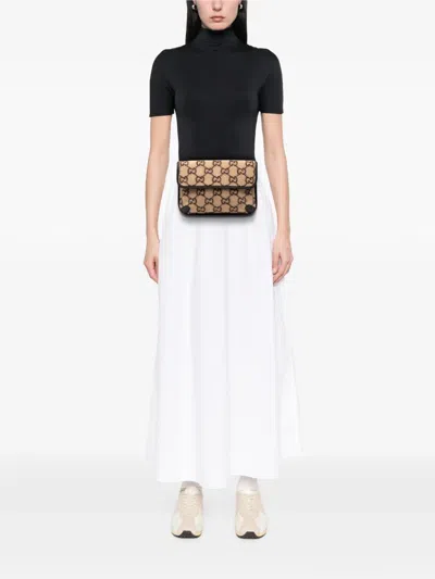 Pre-owned Gucci 2000-2015 Gg Wool Slim Belt Bag In Brown