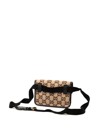 Pre-owned Gucci 2000-2015 Gg Wool Slim Belt Bag In Brown