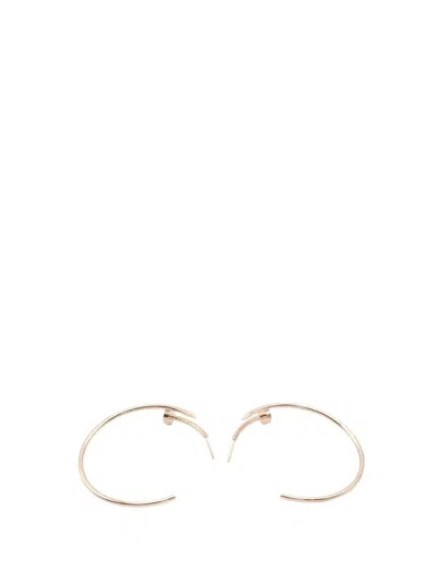 Pre-owned Cartier 2010-2025 Large 18k Rose Gold Juste Un Clou Hoop Earrings In Pink