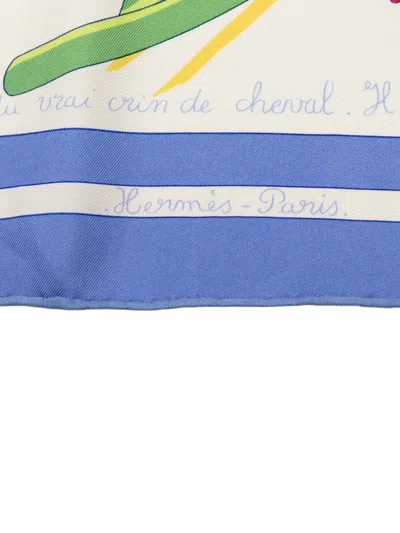 Pre-owned Hermes 1999-2018 Raconte Moi Le Cheval Silk Scarf Scarves In White