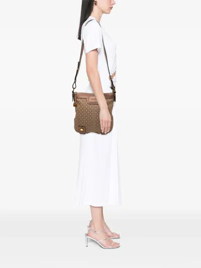 Pre-owned Loewe 2007 Anagram Canvas New Road Crossbody Bag In Brown