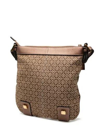 Pre-owned Loewe 2007 Anagram Canvas New Road Crossbody Bag In Brown