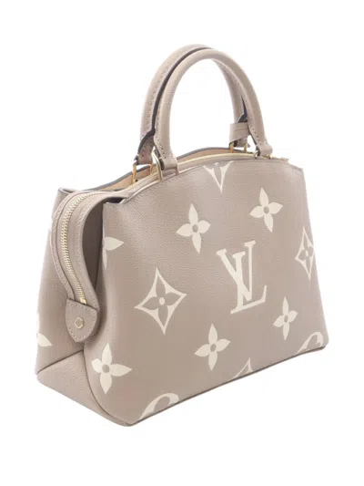 Pre-owned Louis Vuitton 2021-2025 Bicolor Monogram Empreinte Giant Petit Palais Satchel In Brown