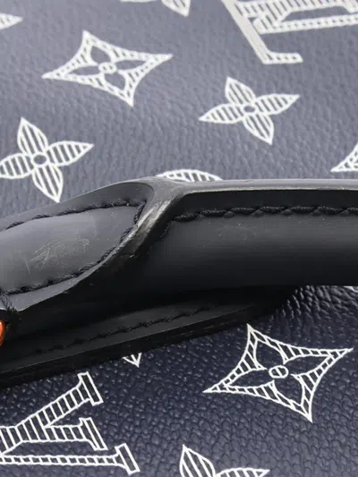 Pre-owned Louis Vuitton 2021-2025 Monogram Upside Down Ink Keepall Bandouliere 50 Travel Bag In Blue