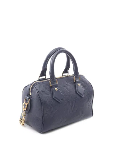 Pre-owned Louis Vuitton 2021-2025 Monogram Giant Empreinte Speedy Bandouliere 20 Satchel In Blue