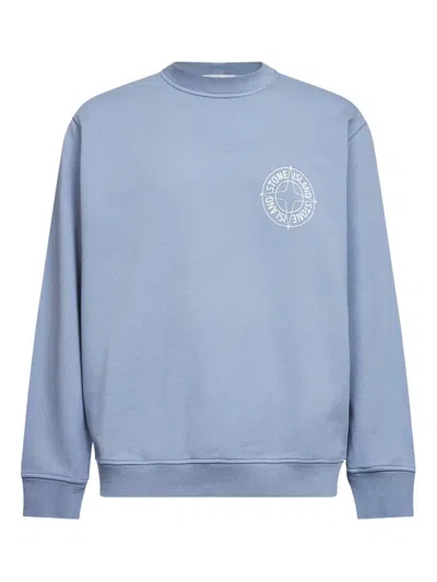 Stone Island Compass-logo Crew Neck Sweatshirt In Blue