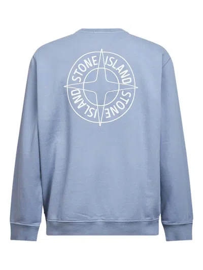 Stone Island Compass-logo Crew Neck Sweatshirt In Blue