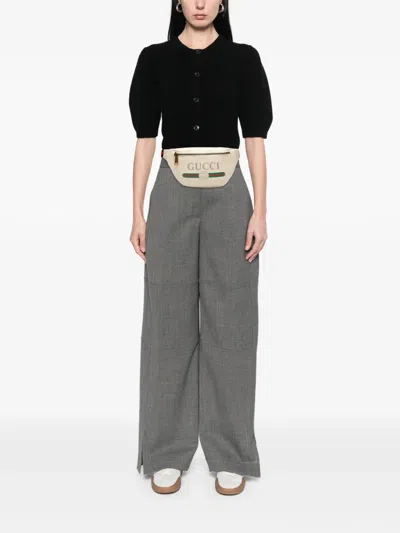 Pre-owned Gucci 2000-2015 Leather Logo Belt Bag In White