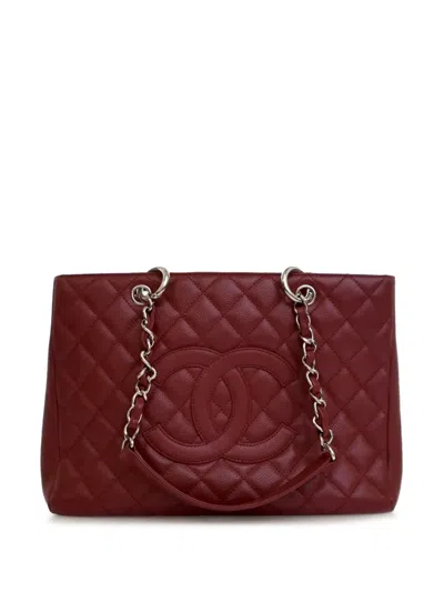 Pre-owned Chanel 2008-2009 Caviar Grand Shopping Tote Bag In Red