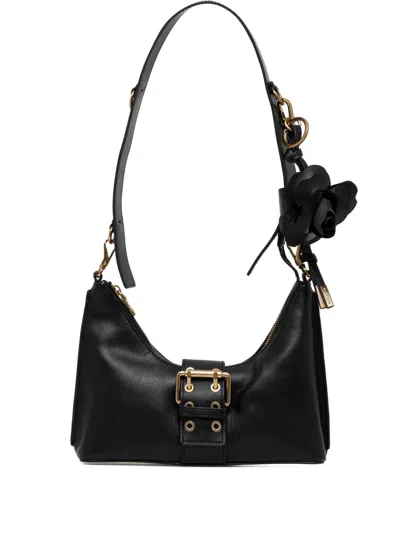 Marciano Rose-appliqué Buckle Shoulder Bag In Black