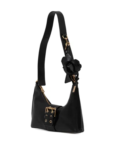 Marciano Rose-appliqué Buckle Shoulder Bag In Black