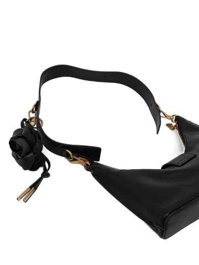 Marciano Rose-appliqué Buckle Shoulder Bag In Black