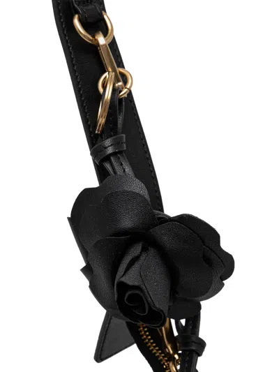 Marciano Rose-appliqué Buckle Shoulder Bag In Black