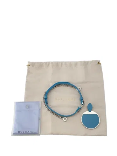 Pre-owned Bvlgari 2017-2025 Small Calfskin Serpenti Forever Top Handle Bag Satchel In Blue