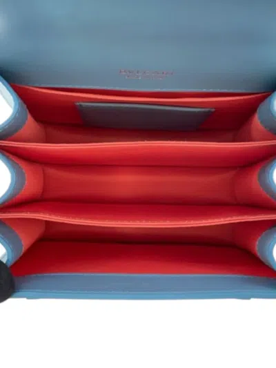 Pre-owned Bvlgari 2017-2025 Small Calfskin Serpenti Forever Top Handle Bag Satchel In Blue