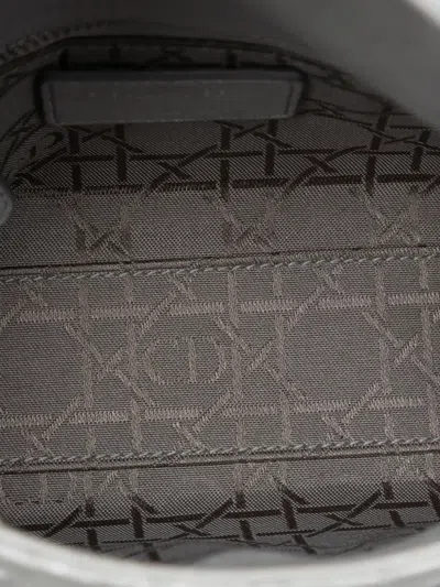 Pre-owned Dior 2016 Mini Iridescent Lambskin Cannage Lady  Satchel In Silver