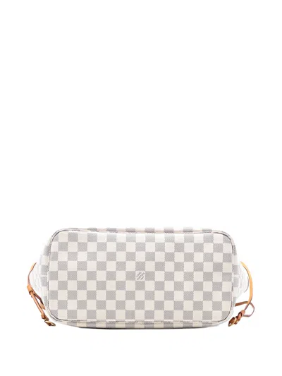 Pre-owned Louis Vuitton 2013 Damier Azur Neverfull Mm Tote Bag In White
