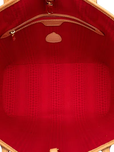 Pre-owned Louis Vuitton 2021-2025 Yayoi Kusama Monogram Painted Dots Neverfull Mm Tote Bag In Brown