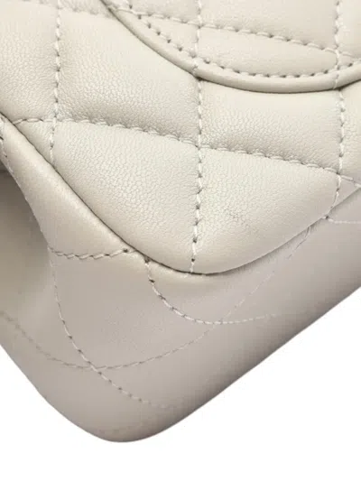 Pre-owned Chanel 2019 Mini Rectangular Classic Lambskin Single Flap Shoulder Bag In Gray