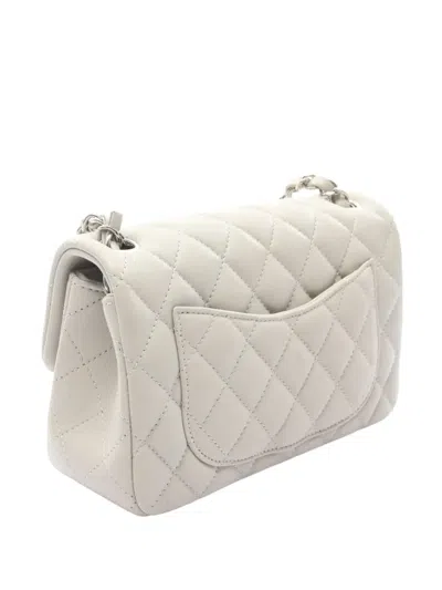 Pre-owned Chanel 2019 Mini Rectangular Classic Lambskin Single Flap Shoulder Bag In Gray