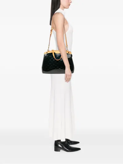 Pre-owned Louis Vuitton 2013 Monogram Vernis Brea Mm Satchel In Blue