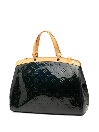 Pre-owned Louis Vuitton 2013 Monogram Vernis Brea Mm Satchel In Blue