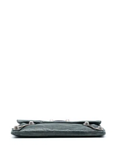 Pre-owned Balenciaga 2005-2025 Lambskin Motocross Giant 21 Envelope Clutch Bag In Green