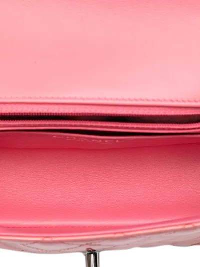 Pre-owned Chanel 2015-2016 Mini Rectangular Classic Patent Single Flap Crossbody Bag In Pink