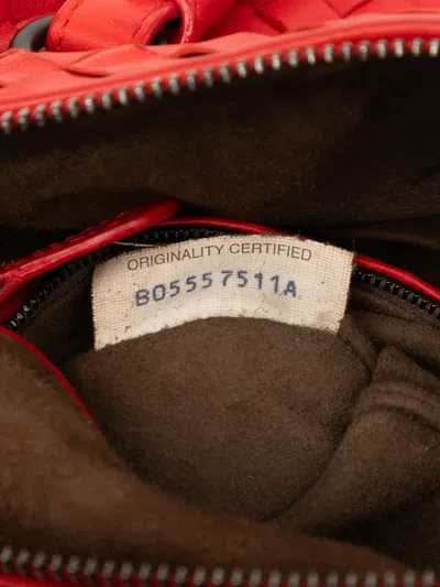 Pre-owned Bottega Veneta 2012-2025 Mini Nappa Intrecciato Boston Bag Satchel In Red