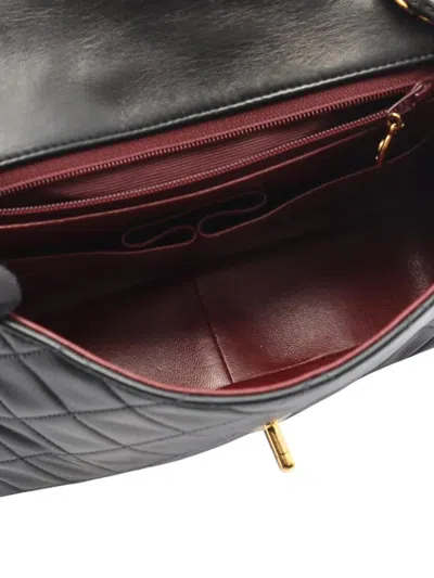 Pre-owned Chanel 1989-1991 Mini Square Classic Lambskin Single Flap Crossbody Bag In Black