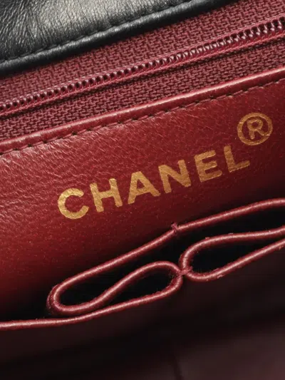 Pre-owned Chanel 1989-1991 Mini Square Classic Lambskin Single Flap Crossbody Bag In Black