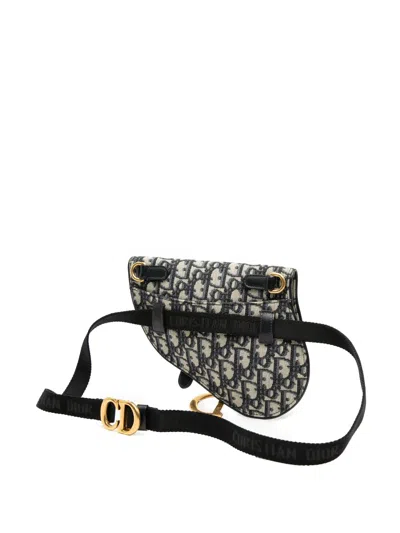 Pre-owned Dior 2019 Oblique Canvas Saddle Belt Bag In Blue