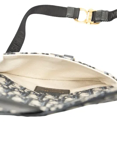 Pre-owned Dior 2019 Oblique Canvas Saddle Belt Bag In Blue