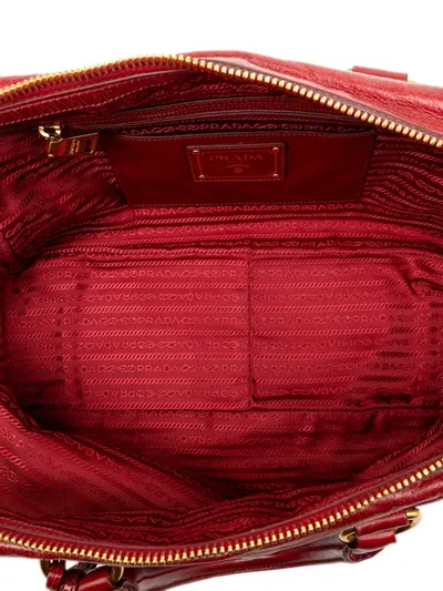 Pre-owned Prada 2000-2025 Vitello Shine Bauletto Satchel In Red