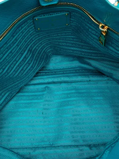 Pre-owned Prada 2000-2025 Vitello Daino Open Convertible Tote Satchel In Blue