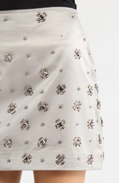 Veronica Beard Olenna Embellished Cotton-blend Miniskirt In Brown