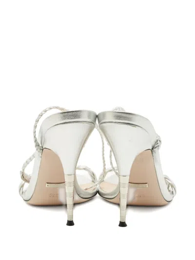 Pre-owned Gucci Braided Ankle-strap Sandals In Silver