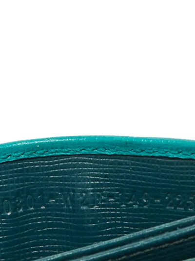 Pre-owned Fendi Textured Leather Card Holder In Green
