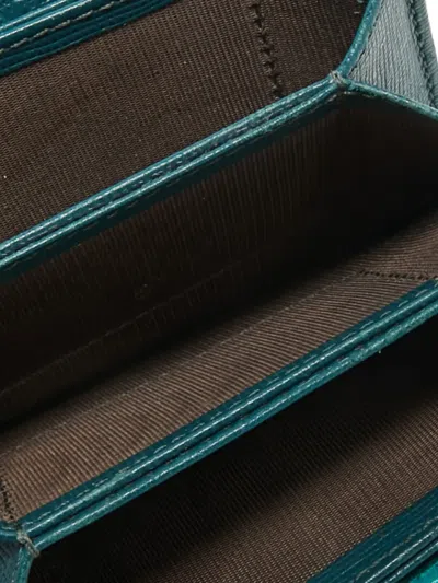 Pre-owned Fendi Textured Leather Card Holder In Green