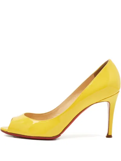 Pre-owned Christian Louboutin Lady Peep-toe Sandals In Yellow