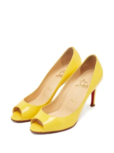 Pre-owned Christian Louboutin Lady Peep-toe Sandals In Yellow