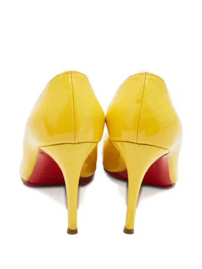 Pre-owned Christian Louboutin Lady Peep-toe Sandals In Yellow