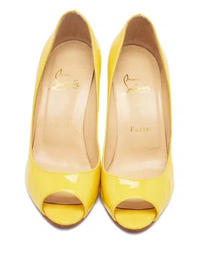 Pre-owned Christian Louboutin Lady Peep-toe Sandals In Yellow