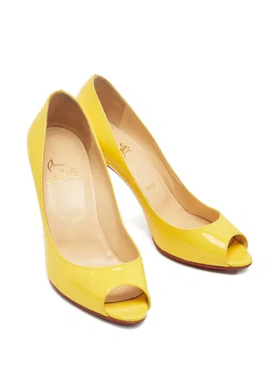 Pre-owned Christian Louboutin Lady Peep-toe Sandals In Yellow