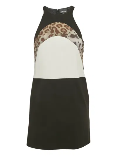 Pre-owned Just Cavalli Xs Panel Sleeveless Dress In Black