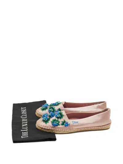 Pre-owned Dior Floral-appliqué Espadrilles In Pink