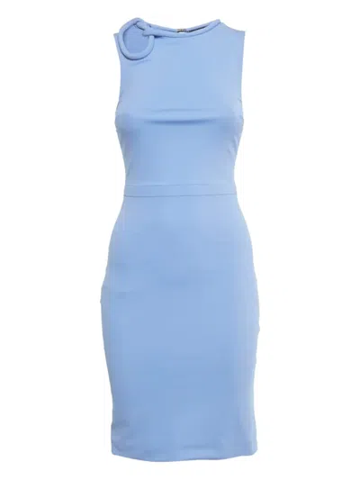 Pre-owned Gucci Sleeveless Neck-detail Mini Dress In Blue