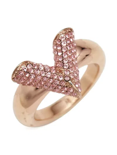 Pre-owned Louis Vuitton Essential V Rhinestone Ring In Pink