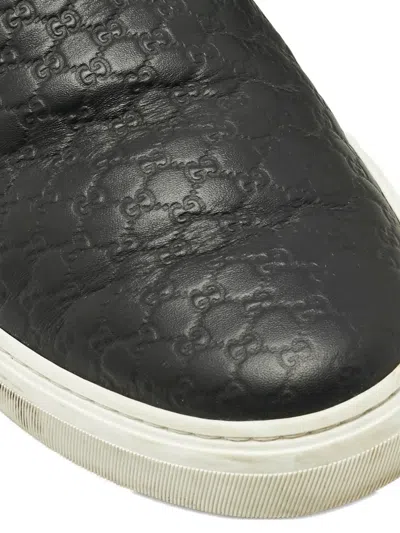 Pre-owned Gucci Microssima Slip-on Sneakers In Black