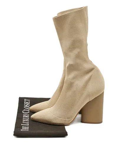 Pre-owned Adidas Originals Beige Block-heel Ankle Boots In Neutral